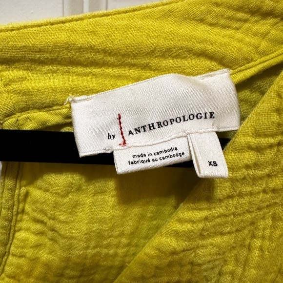 ANTHROPOLOGIE Maeve Celia Gauzy Romper. Size XS pale yellow - Picture 6 of 14